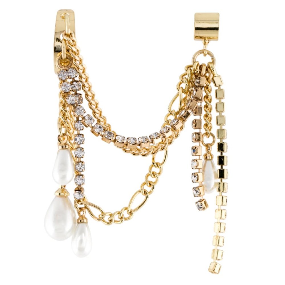 AREA Crystal & Faux Pearl Ear Cuff